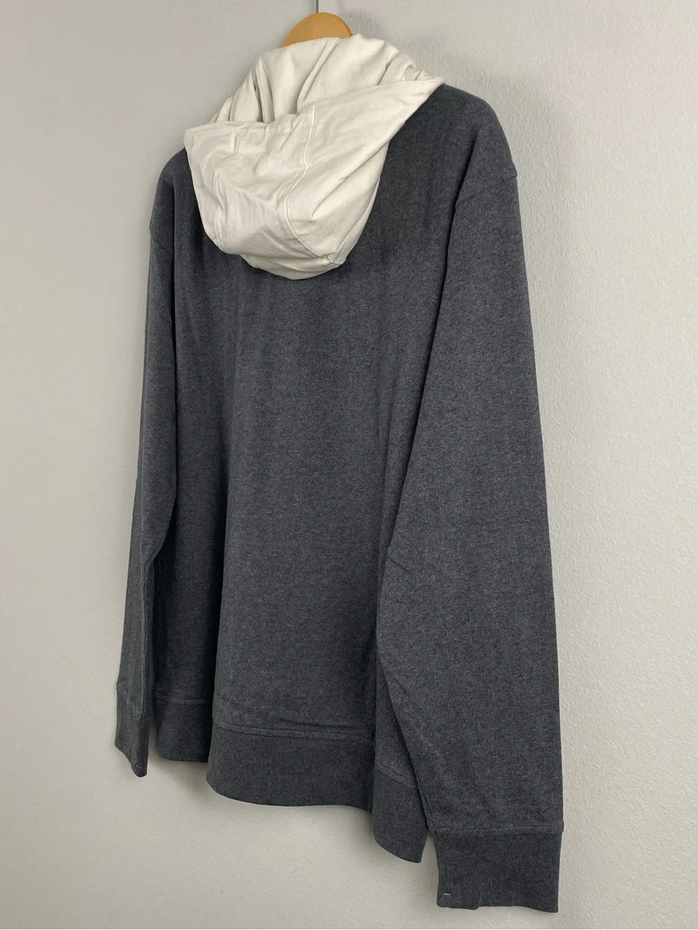 Banana Republic Rugby Long Sleeve Polo Hoodie | Chest Embroidery | Gray/Ivory